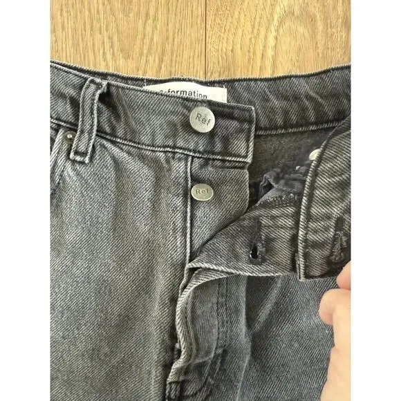 REFORMATION JEANS 26 black Cynthia High Rise Straight long Jean Faded - Picture 9 of 13